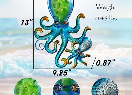 JOYBEE HOME&GARDEN Octopus Wall art Decor-Outdoor Indoor Coastal Hanging Art-Ocean Theme Decor for Patio Backyard Yard Fence pool Bathroom Living room-Costal Decorations(BLUE)