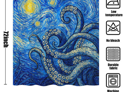 Yeoiat Artistic Octopus Shower Curtain Set Starry Ocean Print Waterproof Bathroom Shower Curtain Mysterious Marine Life Art Home Decor 72x72 Inch