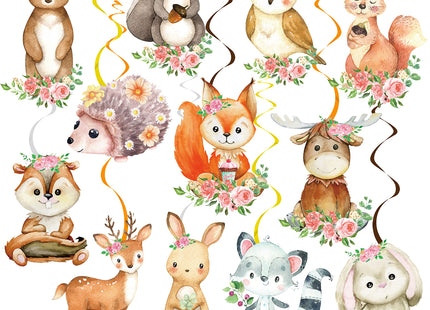 Woodland Party Decorations 20pcs Woodland Animals Hanging Swirls Forest Animals Foil Ceiling Decorations for Woodland Theme Birthday Party Baby Shower Supplies