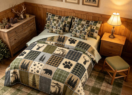 Feelyou Bear Deer Footprints Comforter Set 7Pcs Soft Queen Size