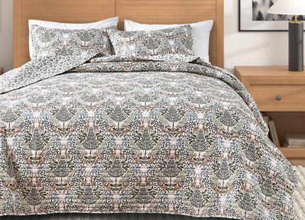 Great Bay Home Twin/Twin XL Quilt Set - 2-Piece Holiday Lodge Printed Bedding Set - Soft, Lightweight, Winter Bedspread (Woodland Deer)