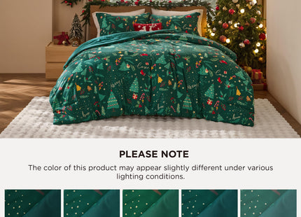 Bedsure Christmas Comforter Set King - Christmas Bed Set with Festival Forest, Soft Bedding for Holiday, 3 Pieces, 1 Soft Trees Printed Comforter and 2 Pillow Shams