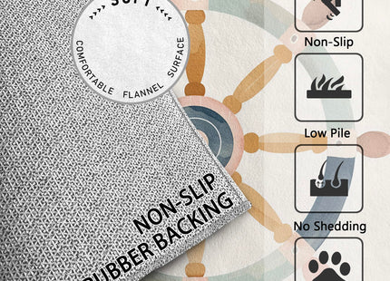 SherAvant Ship Wheel Area Rug - 2x3 Rug - Ship Wheel Rug - Cartoon Rudder Area Rug - Nautical Sea Ocean Rugs - Kids Boys Sailing Carpet - Home Decor