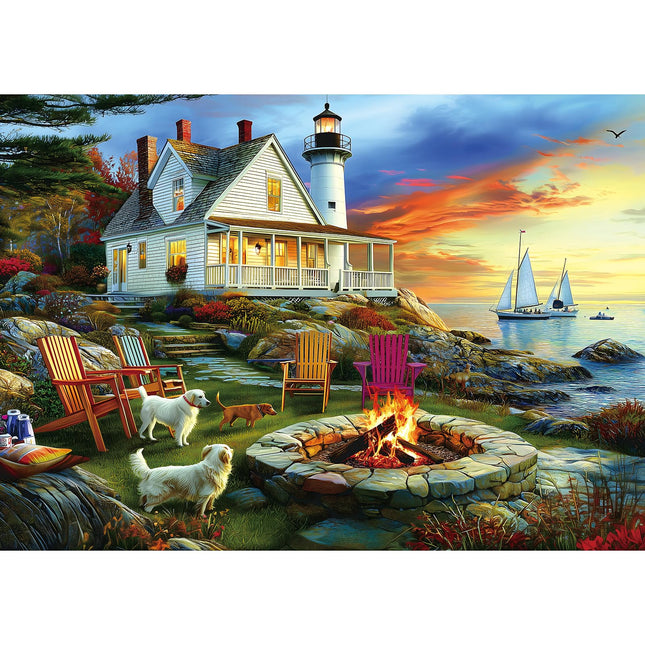 TileJoy 1000 Piece Puzzles for Adults, Jigsaw Puzzle of Lighthouse Coastal Cottage, Funny Puzzle, Perfectly Fitting Pieces, Home Decor Birthday Party Gift for Adults Seniors 27.5" x 19.7"