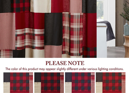 Woolrich Sunset 100% Cotton Shower Curtain, Cabin Lodge Plaid Pieced Design with Built-in Liner, Farmhouse Bathroom Decor, Machine Washable, Fabric Privacy Screen 72x72, Red