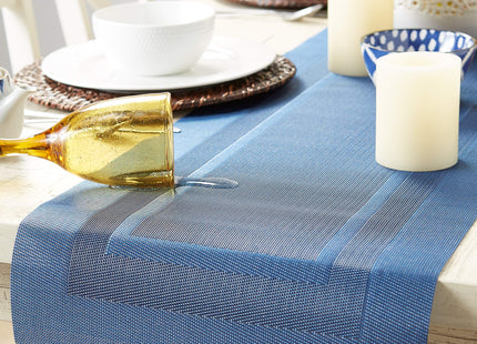 DII Vinyl Tabletop Collection, Table Runner, 14x72, Nautical Blue