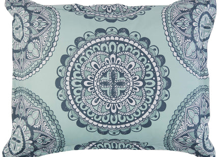 Amazon Basics 10-Piece Bed-in-a-Bag Comforter Set, Soft, Lightweight Microfiber, Full/Queen, Sea Foam Medallion
