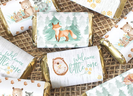 Woodland Baby Shower Candy Bar Wrappers, Woodland Creatures, 42 Count