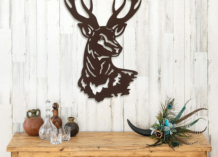 Metal Deer Wall Art,Rustic Deer Head Wall Decor Sculptures for Living Room