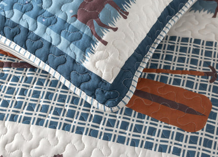 Soul & Lane - Wildlife Fish Quilt Set, Cabin Bedding, Twin with 1 Sham