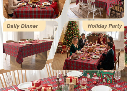 HOMEPEAK Red Christmas Tablecloth Rectangular, Tartan Plaid, 60x84 Inch