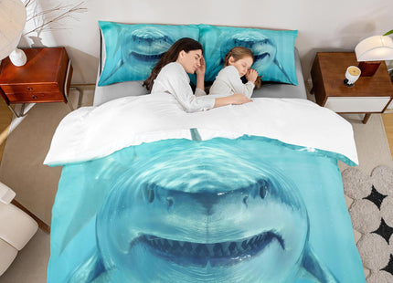 Shark Pattern Bedding Set Twin Size for Kids Boys Bedroom,Sea Animals Bed Duvet Cover Set,Shark Fish Print Comforter Cover Hawaiian Beach Decor 2 Pieces 1 Duvet Cover with 1 Pillowcase（No Comforter）