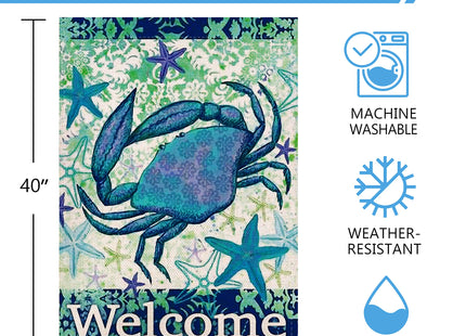 Furiaz Welcome Summer Coastal Crab Large Decorative House Flag