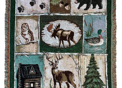 EZ.enjoy Moose Bear Lodge Woven Tapestry Throw Blanket 50"x60"
