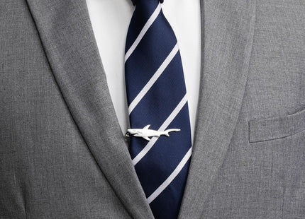 HAWSON Shark Tie Clips for Men Unique, Nautical Silver Fish Tie Bars Pins, Gifts for Fishermen Captains Sailors Nautical Wedding Suit Accessories