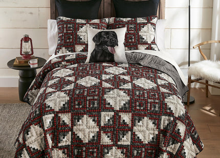 Donna Sharp Log Cabin Star Cotton Quilted Bedding Set, Twin Size, 68" x 90"