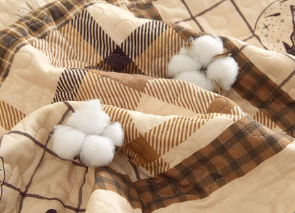 100% Cotton Rustic Cabin Bear Moose Quilt Set, Neutral Brown, Queen 90"x98"