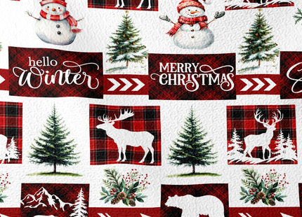 ITFRO Christmas Quilt Set Queen Deer Bear Snowflake Pine Tree Red Buffalo Plaid Bedspread Soft Microfiber 3 Piece Bedding Set with 2 Pillow Shams Holiday Coverlet Home Decor (Buffalo Plaid, Queen)