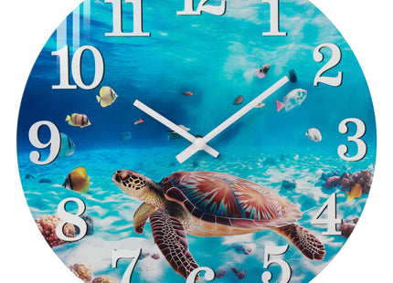 Yoiolclc Outdoor Clocks Waterproof Outdoor Coastal Beach Ocean Wall Clocks for Patio Pool Garden Home Decor(14 Inch,Blue,Sea Turtle)
