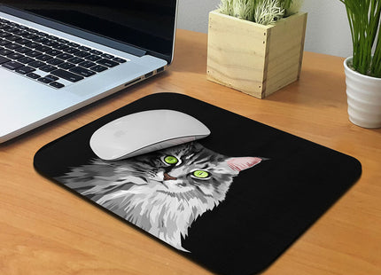Non-Slip Rectangle Mousepad, WIRESTER Maine Coon Cat Vector Portrait Mouse Pad for Home, Office and Gaming Desk