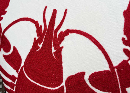 DECOPOW Embroidered Nautical Lobster Decor Pillow Cover,Square 18 Inches Decorative Canvas Pillow Cover for Nautical Style Deco by (Red-Lobster)