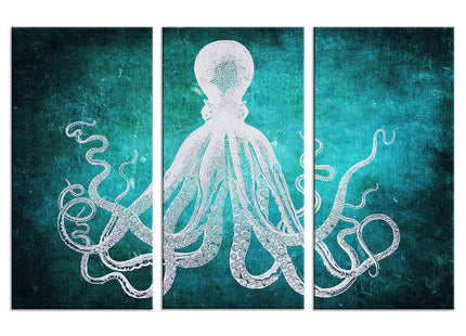 NAN Wind Modern Art Octopus Canvas Art Artwork Large Canvas Printing Canvas Wall Art Print Framed Ready to Hang(3 Panels) (8X16inchx3)