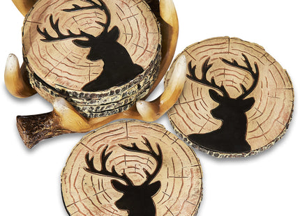 Deer Antler Coasters Set of 6 - Handcrafted Hunting Decor & Man Cave Gifts