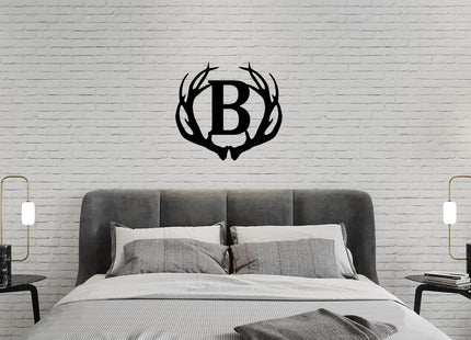 Deer Antler Script Initial Letter Rustic Home Decor Monogram Antler Sign