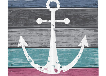 Ambesonne Anchor Shower Curtain, Weathered Themed Marine Nautical Ornament on Old Look Rustic Grunge Planks, Cloth Fabric Bathroom Decor Set with Hooks, 69" W x 84" L, Grey Seafoam