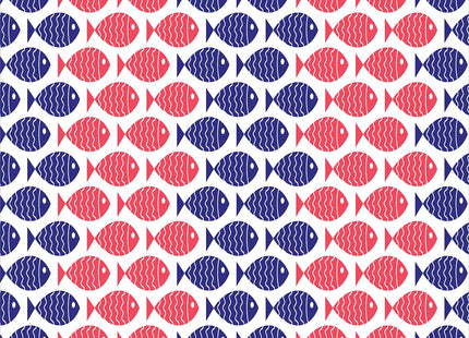 Ambesonne Fish Duvet Cover Set, Nautical Theme Design Illustration of Fish on White Background Artwork Print, Decorative 3 Piece Bedding Set with 2 Pillow Shams, King Size, Red and Navy Blue