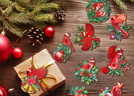 BBTO 36 Pcs Christmas Cardinal Ornament Red Cardinal Wood Decor