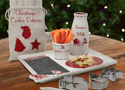 Child to Cherish Santa's Message Christmas Plate Set with Cookie Cutters, Santa plate, Santa milk jar, and Reindeer Treat Bowl