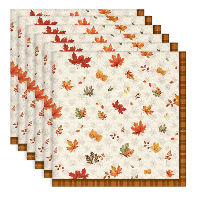Arquiel Fall Vintage Maple Leaf Cloth Napkins Set of 6, 100% Cotton