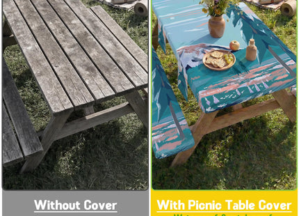 Picnic Table Cover with Bench Covers Elastic Table Cloth Cool Unique Fun Ideas Birthday Christmas Xmas Valentine's Day Camping Gifts for Camper RV Owner Camping Lovers Couple Women Men Mother Father