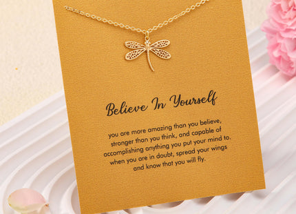 RZKING Golden Dragonfly Necklace Inspirational Gifts for Women (Dragonfly)