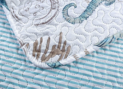 Smuge 3 Piece Coastal Beach Bedding Set King Size Quilt Set