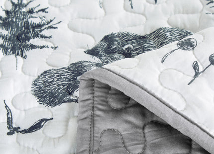 Chezmoi Collection Denver 3-Piece Southwestern Lodge Quilt Set King - White Black Gray Grizzly Bear Wolves Moose Pine Tree Mountain Printed Microfiber Lightweight Bedspread Set for All Season