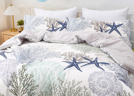 Tritard Coastal Comforter Set King Size 3 Piece, Soft Beach Themed Comforter, Ocean Nautical Lightweight Bedding Sets for All Seasons, (1 Reversible Comforter and 2 Pillow Shams), 104''x90'', C2