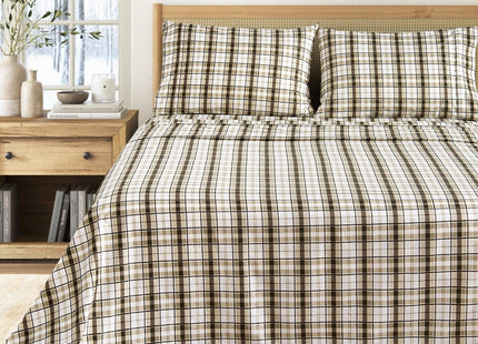 Great Bay Home Full Printed Microfiber Sheet Set - 4-Piece Ultra-Soft, Brushed Bedding Sheets & Pillowcases - Wrinkle & Fade Resistant, All-Season Bed Sheets (Cabin Plaid)