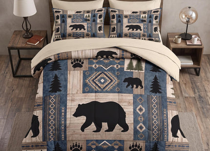WeCozy Full Comforter Set with Sheets, 7 Pieces Bear Cabin Bedding