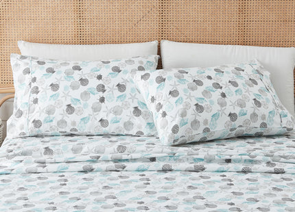 Great Bay Home Queen Coastal Microfiber Sheet Set - 4-Piece Nautical-Printed, Ultra-Soft Sheets - Beach-Themed Bedding Sheets & Pillowcases (Seashell)