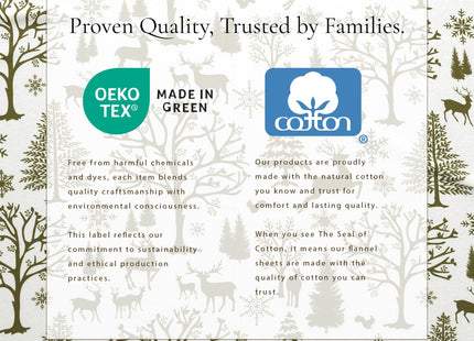 Great Bay Home Flannel Sheet Set Queen Size - 100% Turkish Cotton, Double-Brushed, Lodge-Printed Bed Sheets - Ultra-Soft, Cozy, 4-Piece Bedding Set (Olive Branch Enchanted Woods)