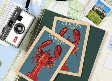 Camden, Maine, Lobster, Woodblock (4x6 Birch Wood Postcards, 2-Pack Stationary, Rustic Home Wall Decor)