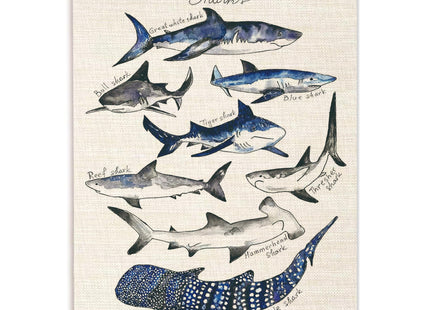 Ecezatik Sharks Poster Hanger Frame, Wall Art for Coastal Home & Beach Room Decor, Shark Hanging Wall Decor, 12x16