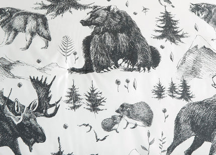Chezmoi Collection Evans 3-Piece Southwestern Cabin Lodge Comforter Set - White Black Gray Grizzly Bear Wolves Moose Pine Tree Mountain Printed Microfiber Bedding, Queen
