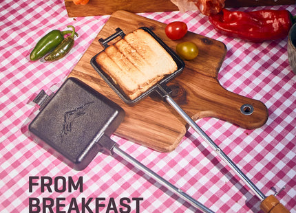 Uno Casa Pie Iron - Cast Iron Campfire Sandwich Maker for Camping, Single