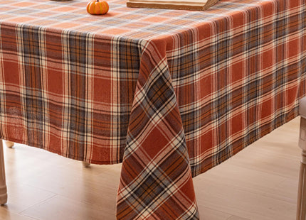 AQOTHES Plaid Fall Tablecloth Thanksgiving Rectangle 60x120 Inch Rust