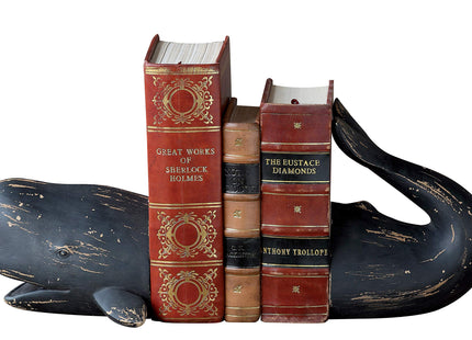 Creative Co-Op Decorative Distressed Resin Whale Bookends, Black