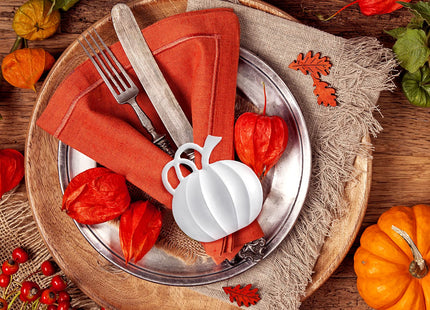 Patelai 12 Pieces Fall Pumpkin Napkin Rings Thanksgiving, White