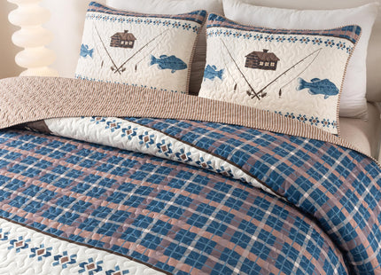 Soul & Lane - Gone Fishing Quilt Set, Lakehouse Bedding, King with 2 Shams